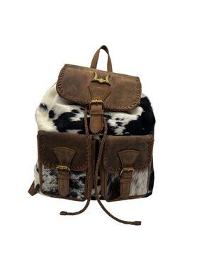 Loyal West Black & White Cowhide Backpack